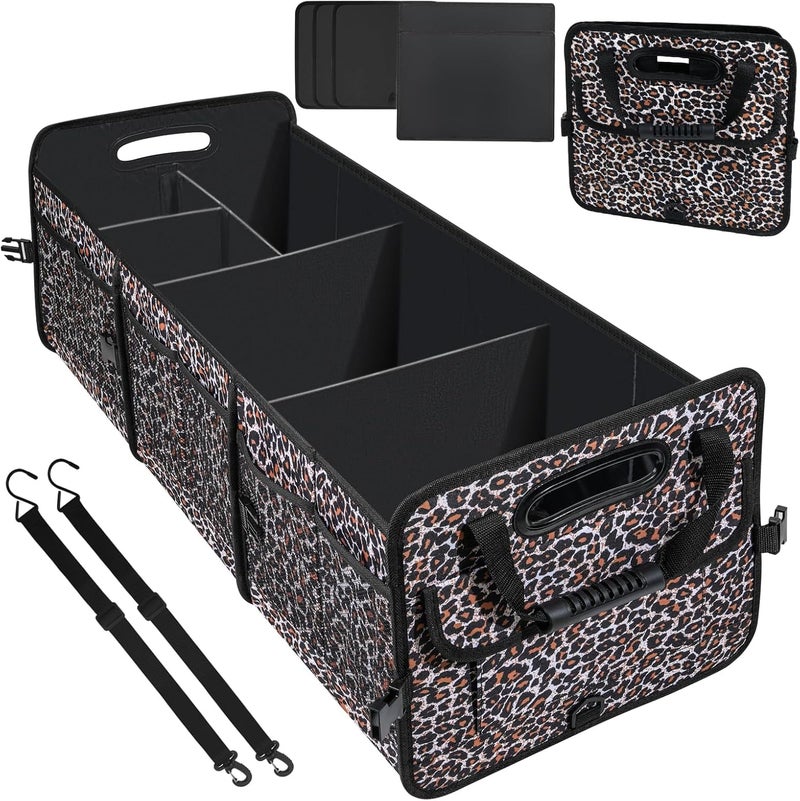 AOPHY Leopard Print Trunk Organizer - 95L Large Capacity, Non-Slip Bottom, Waterproof, Portable Car Storage for SUV, Truck, Sedan - Image 1